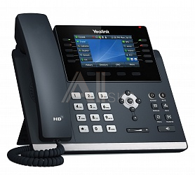 Проводной телефон SIP YEALINK SIP-T46U, 16 аккаунтов, цветной экран 4.3" LCD-экран 480х272, 2 порта USB, BLF, PoE, GigE, без БП, шт