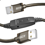 1000726400 GCR Кабель активный 20.0m USB 2.0, AM/AM, черно-прозрачный, с усилителем сигнала, разъём для доп.питания, 24/22 AWG, GCR-53790