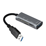 1875577 Корпус ORIENT JK-328, USB 3.0 (USB 3.1 Gen1)/USB 2.0 HUB 2 порта: 1xUSB3.0 + 1xUSB2.0 Type-C, SD/microSD CardReader, USB штекер тип А, алюминиевый , се