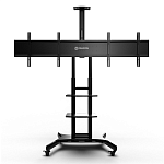 TS1881DV-B ONKRON мобильная стойка для двух ТВ 40"-65", макс 105.9кг, чёрная TS1881DV