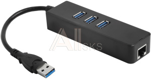 1000516733 Greenconnect USB 3.0 Разветвитель на 3 порта + 10/100Mbps Ethernet Network GCR-AP04