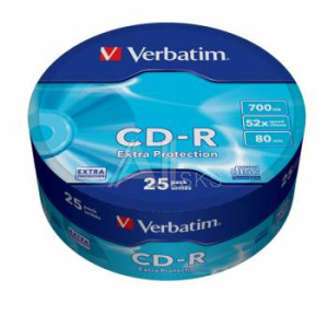 325365 Диск CD-R Verbatim 700Mb 52x Cake Box (25шт) (43726)