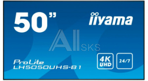 1639536 Панель Iiyama 50" LH5052UHS-B1 черный VA LED 16:9 DVI HDMI M/M матовая 4000:1 500cd 178гр/178гр 3840x2160 D-Sub DisplayPort Ultra HD USB 14.8кг