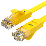 1000489960 Greenconnect Патч-корд PROF плоский прямой 1.0m, UTP медь кат.6, желтый, позолоченные контакты, 30 AWG, ethernet high speed 10 Гбит/с, RJ45, T568B