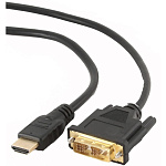 1758679 Кабель HDMI-DVI Cablexpert, 0.5м, 19M/19M, single link, черный, позол.разъемы, экран, пакет (CC-HDMI-DVI-0.5M)