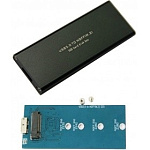 1504608 SSD ORIENT 3502U3 Внешний контейнер, USB 3.0 для M.2 (NGFF) SATA 6Gb/s (ASM1153E), поддержка TRIM, алюминий, черный цвет (30342)
