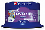 50700 Диск DVD+R Verbatim 4.7Gb 16x Cake Box (50шт) Printable (43512)