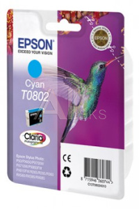688561 Картридж струйный Epson T0802 C13T08024011 голубой (885стр.) (7.4мл) для Epson P50/PX660
