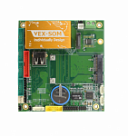 Одноплатный компьютер VEX-6254-S, форм-фактор PC/104, процессор Vortex86EX 400 Мгц, 128 Мбайт DDR3, Mini PCIe (для VGA), SD card, 4х COM, 2х USB, 1х L