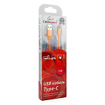 1632959 Cablexpert Кабель USB 2.0 CC-S-USBC01O-1M, AM/Type-C, серия Silver, длина 1м, оранжевый, блистер
