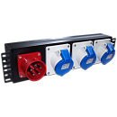 TWT-PDU-32AI9-3P Блок розеток 19", 3-фазный без выключателя, 32A / 380V,1х3 IEC309, без шнура питания, разъем IEC309