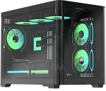 корпус Formula V Line Crystal U2M Floe Black, MATX, TYPE-C*1, USB3.0*1, Curved Glass, SIDE 2x FLOE ARGB, REAR 1x FLOE ARGB