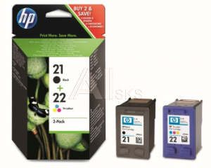 743375 Картридж струйный HP 21+22 SD367AE многоцветный/черный x2упак. для HP DJ 3900/D1400/D1500