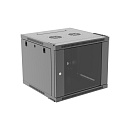 Настенный шкаф Wize Pro [W9UQSR] 19", 9U, быстрая сборка без инструментов, 600х600 мм, стеклянная передняя дверь, задняя стенка металлическая, неоткид