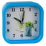 1863826 Perfeo Quartz часы-будильник "PF-TC-008", квадратные 9,5*9,5 см, синие