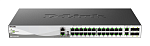 DMS-3130-30TS/A1A Коммутатор D-LINK Управляемый L3 стекируемый , 24x2.5GBase-T, 2x10GBase-T, 4x25GBase-X SFP28, защита от статического электричества до 6 кВ, CLI, порт у