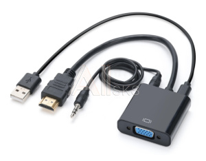 Переходник GoPower HDMI (m)-VGA (f) с питанием со звуком Переходник GoPower HDMI (m)-VGA (f) с питанием со звуком