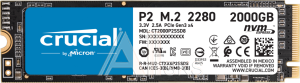 1000677137 Твердотельный накопитель Crucial SSD P2, 2000GB, M.2(22x80mm), NVMe, PCIe 3.0 x4, 3D TLC, R/W 2400/1800MB/s, IOPs н.д./н.д., TBW 600, DWPD 0.2 (12