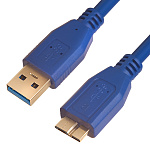 1000726373 GCR Кабель интерфейсный USB 3.0 (USB 3.2 Gen 1), 1.0m Premium, AM/microB, синий, GCR-U3A03-1m