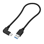 11040405 Cablexpert ККабель USB3.0 AM-угловой (налево)/Type-C, 3А, 36Вт, QC3.0, медь, двойн.экран, Pro, 0.5м, черный, пакет (CCP-USB3-AMACM-1M)