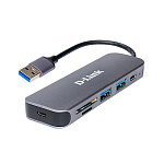 1893610 D-Link DUB-1325/A2A Концентратор с 2 портами USB 3.0, 1 портом USB Type-C, слотами для карт SD и microSD и разъемом USB 3.0