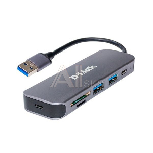 1893610 D-Link DUB-1325/A2A Концентратор с 2 портами USB 3.0, 1 портом USB Type-C, слотами для карт SD и microSD и разъемом USB 3.0