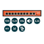 WI-PS308GH v2, Коммутатор неуправляемый PoE 65Вт, 8GE+2GE, 8 портов PoE IEEE 802.3at/af,