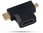 1933162 Переходник аудио-видео Premier 5-895-6 Micro HDMI (m)/HDMI (f)/Mini HDMI (m) черный