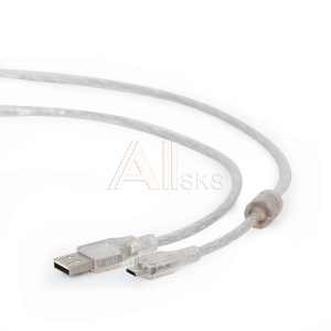 1488500 Cablexpert Кабель USB 2.0 Pro, AM/microBM, 1,8м, экран, феррит.кольцо, прозрачны (CCP-mUSB2-AMBM-6-TR)