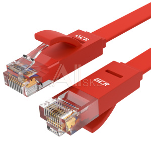 1000492276 Greenconnect Патч-корд PROF плоский прямой 3.0m, UTP медь кат.6, красный, позолоченные контакты, 30 AWG, ethernet high speed 10 Гбит/с, RJ45, T568B