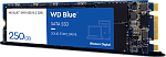 1000682225 Твердотельный накопитель WD SSD Blue, 250GB, M.2(22x80mm), SATA3, 3D TLC, R/W 550/525MB/s, IOPs 95 000/81 000, TBW 100, DWPD 0.2 (12 мес.)