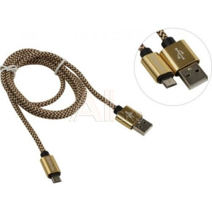 1672536 Defender USB кабель USB08-03T PRO USB2.0 Золотой, AM-MicroBM, 1m, 2.1A (87800)