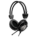 1278377 A4Tech HS-19-1, Grey/черный {Гарнитура стерео, мониторного типа, динамик 40мм 20-20000Гц 32 Ом 102дБ, микрофон фикс 50дБ, амбешуры съемные, кабель 2m