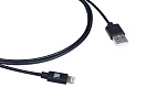 102371 Кабель Kramer Electronics C-UA/LTN/BK-3 USB для синхронизации и зарядки устройств Apple, цвет черный, 0,9 м