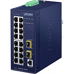 1000619878 коммутатор/ PLANET IGS-4215-16T2S IP30 Industrial L2/L4 16-Port 10/100/1000T + 2-Port 100/1000X SFP Managed Switch (-40~75 degrees C, dual redundant
