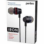 1827293 Perfeo наушники внутриканальные IRON серебряные металлические с тканевым проводом [PF_C3198]