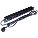 Блок розеток Блок розеток 19", 1-фазный без выключателя, 16A / 250V, 9xSchuko, шнур 3.0 м, вилка Schuko