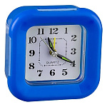 1863804 Perfeo Quartz часы-будильник "PF-TC-003", квадратные 9,5*9,5 см, подсветка, синие