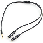 1782397 Кабель аудио Cablexpert CCAB-02-35MYHM-0.2MB. 3.5 джек 4pin(M)/2х 3.5 джек(F) наушники и микрофон, черный, 0.2м, блистер