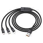 1882818 HOCO HC-55933 U104/ USB кабель 3-in-1: Lightning+Micro+Type-C/ 1.2m/ 6A/ Нейлон/ Black