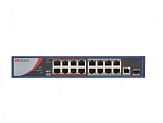 1000690495 Сетевой неуправляемый коммутатор 16 RJ45 1000M PoE портов 2 SFP Uplink порта 1000М Ethernet; IEEE802.3af IEEE802.3at; бюджет PoE 125Вт; поддержка