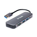 1746192 D-Link DUB-1325/A1A Концентратор с 2 портами USB 3.0, 1 портом USB Type-C, слотами для карт SD и microSD и разъемом USB 3.0