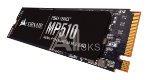 1000608517 Твердотельный накопитель CORSAIR SSD Force MP510, 480GB, M.2(22x80mm), NVMe, PCIe 3.0 x4, 3D TLC, R/W 3480/2000MB/s, IOPs 490 000/120 000, TBW 360,