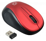 1025135 Мышь Оклик 665MW черный/красный оптическая (1600dpi) беспроводная USB для ноутбука (3but)