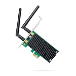 TP-Link Archer T4E, AC1200 Двухдиапазонный Wi-Fi адаптер PCI Express, до 300 Мбит/с на 2,4 ГГц + до 867 Мбит/с на 5 ГГц, 2 внешние антенны с высоким к