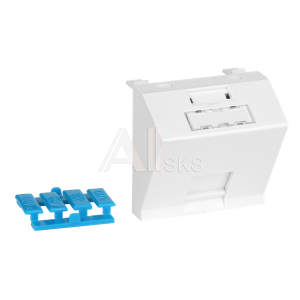 LAN-SIP-23A-WH Вставка 45x45 на 1 кейстоун, угловая, со шторкой, маркировкой и иконками, белая