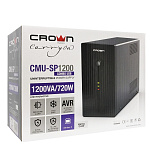1505798 CROWN ИБП CMU-SP1200 COMBO USB {1200VA\720W, металл, 2x12V/9AH, 4*IEC + 2*EURO+1*IEC bybass} (CM000001874)