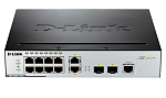 D-Link DGS-3000-10TC/A2A, L2 Managed Switch with 8 10/100/1000Base-T ports and 2 100/1000Base-T/SFP combo-ports.16K Mac address, 802.1Q VLAN, 802.1p P