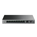 Коммутатор TP-Link LS1210GP, Настольный с 9 гигабитными портами RJ45 (8 портов PoE+) и портом SFP, 802.3af/at, бюджет PoE — 61 Вт, до 250 метров