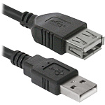 1502742 Defender USB кабель USB02-17 USB2.0 AM-AF, 5.0м (87454)